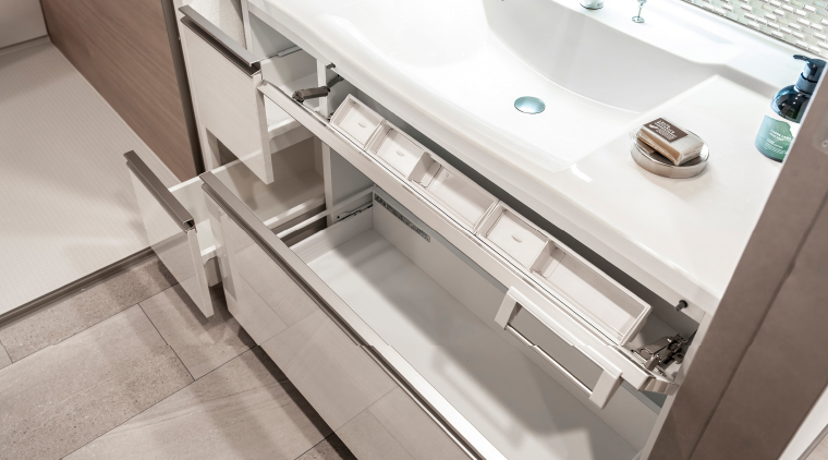 2段引き出し + スライド収納付キャビネット